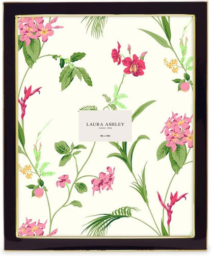 Laura Ashley 5x7 Navy Enamel Picture Frame, Gold Metal Edge with Easel, for Countertop, Counterspace, Tabletop Display, Bookshelf, Desk, Wall Décor, Photo Gallery (5x7, Navy W/Gold)