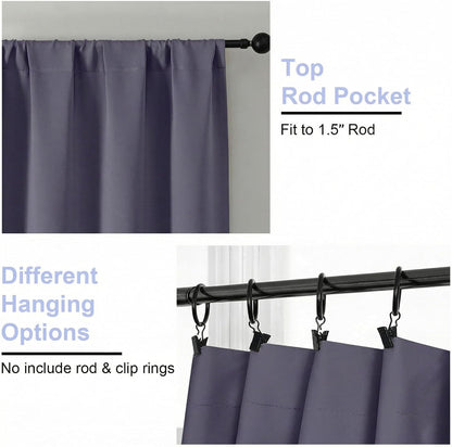 Simplebrand Ava Sage Green Blackout Curtains for Bedroom 63 Inch Length 2 Panels Set, Solid Thermal Insulated Energy Saving Rod Pocket Window Treatment Curtains Blackout Drapes, W40 x L63 Inch, Sage - Colors A