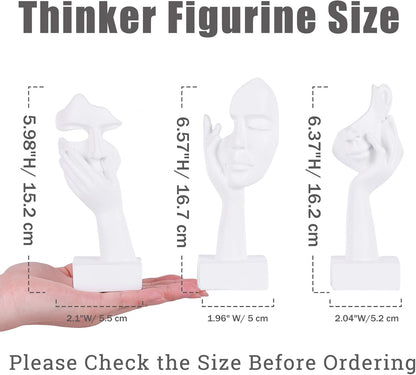 3 Pcs Thinker Small Statue Set - Black Gold Home Decor Abstract Art Figurines for Shelves, Living Room Coffee Table, Office Desktop (3 Pcs Gold, 6")