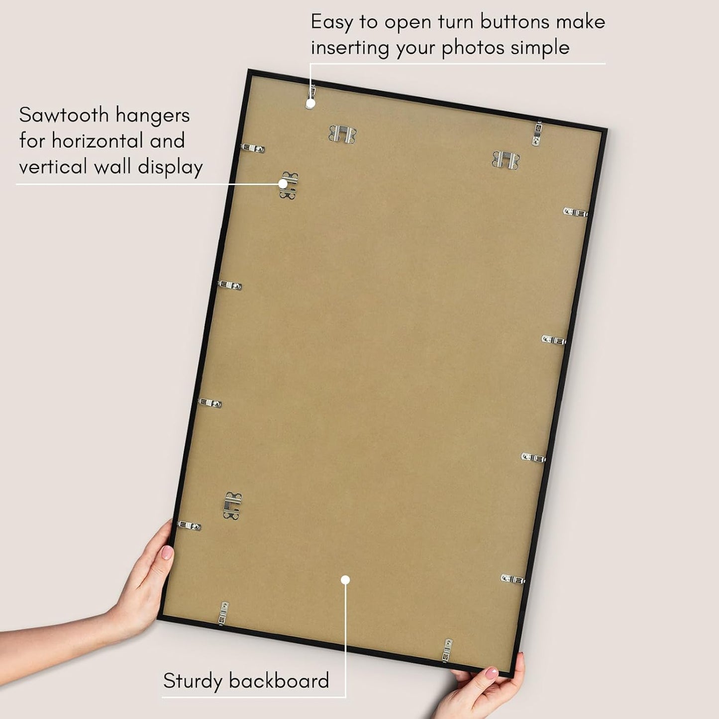 Americanflat 24x36 Poster Frame with Polished Plexiglass - Streamline Collection - Thin Border Picture Frame for Wall Display - Hanging Hardware Included - Black - Colors D