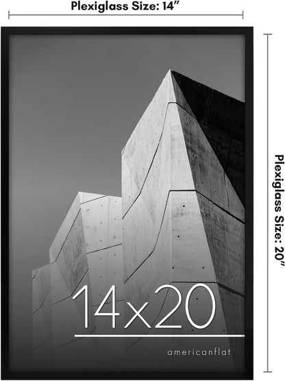 Americanflat 24x36 Poster Frame with Polished Plexiglass - Streamline Collection - Thin Border Picture Frame for Wall Display - Hanging Hardware Included - Black - Colors D