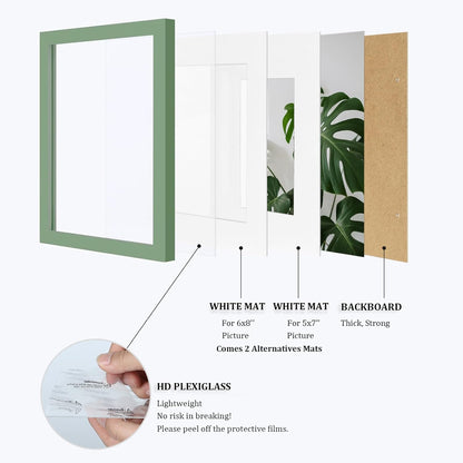 Egofine 12x16 Picture Frame Black, Covered by Plexiglass Made of Solid Wood, Display Pictures 9x12 and 11x14 with Mat or 12x16 Without Mat, for Wall Mounting Photo Frame - Colors A