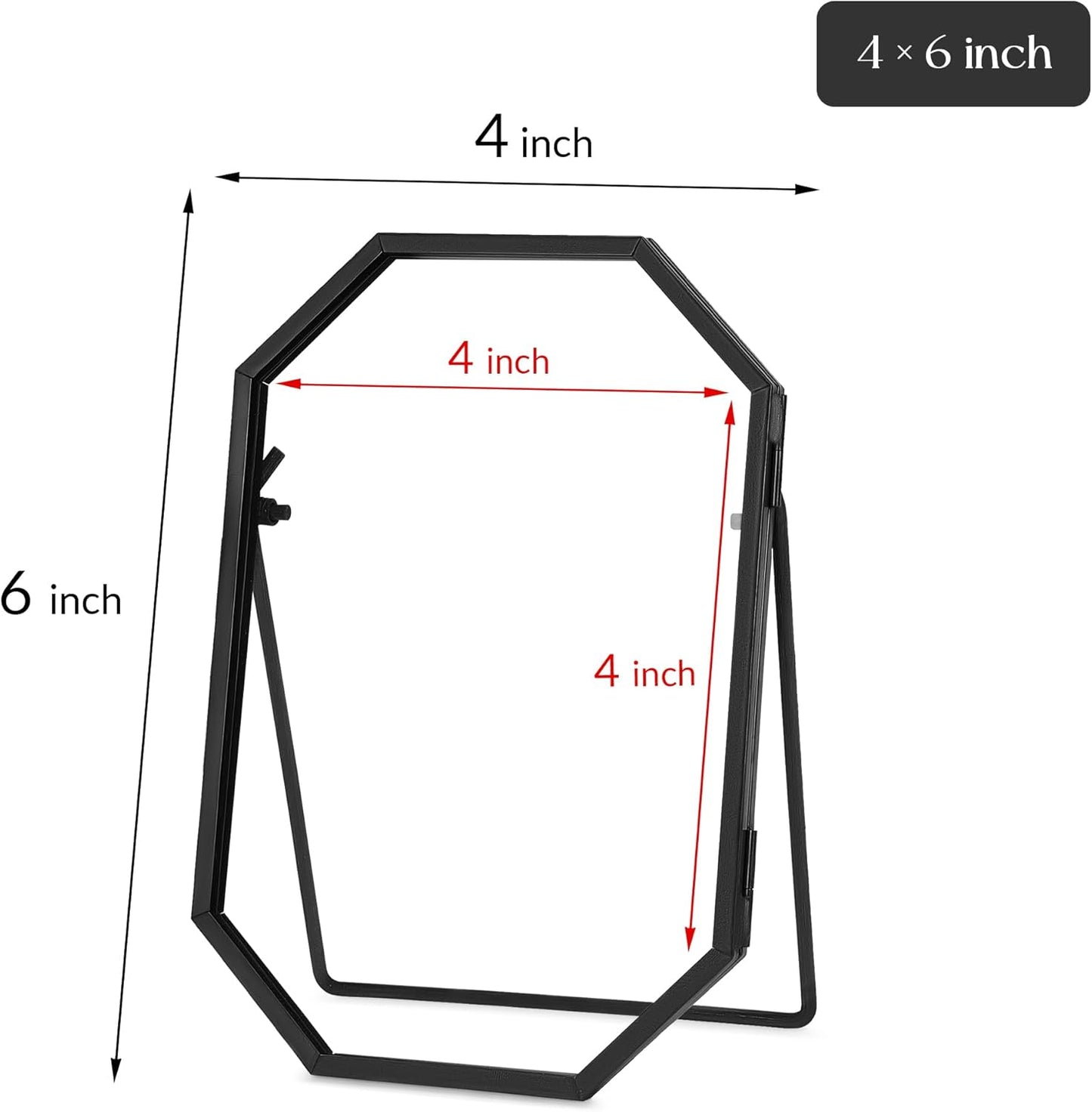 REDHUGO Glass Pressed Flower Frame Handmade, Metal Floating Picture Frame, Double Glass for Tabletop Display, Unique Brass Octagon, Gold, 5x7 Inches (Frame Only)