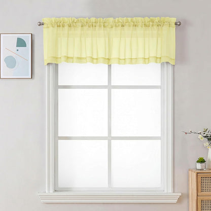 Chyhomenyc Sheer White Valances for Windows 2 Pack, Small Window Curtains for Living Room Bathroom Cafe Laundry Basement, Modern Top Dual Rod Pocket Voile Curtain, 42W x 14L inches, White - Colors A