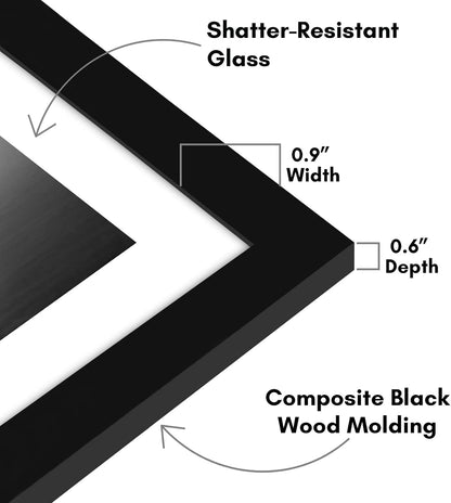 Americanflat 8x10 Picture Frame with Shatter-Resistant Glass - Use as 5x7 Frame with Mat or Display 8x10 Photo Without Mat - Signature Collection - Picture Frames for Tabletop and Wall Display - Black
