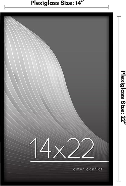 Americanflat 24x36 Poster Frame with Polished Plexiglass - Streamline Collection - Thin Border Picture Frame for Wall Display - Hanging Hardware Included - Black - Colors A
