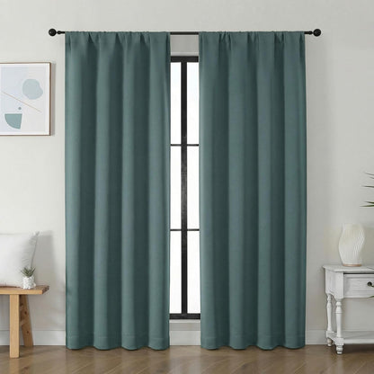 Simplebrand Ava Sage Green Blackout Curtains for Bedroom 63 Inch Length 2 Panels Set, Solid Thermal Insulated Energy Saving Rod Pocket Window Treatment Curtains Blackout Drapes, W40 x L63 Inch, Sage - Colors B