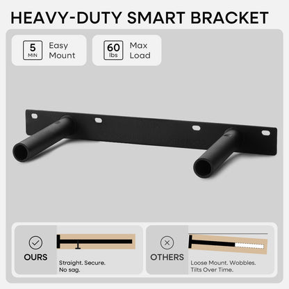 Homeforia 24 inch Natural Floating Shelf, High End Solid Real Wood 24inch Small Floating Shelves for Wall Mounted, Natural Wooden Floating Shelves, Heavy Duty Bracket, 24 X 6.5 X 1.75 in, Set of 2