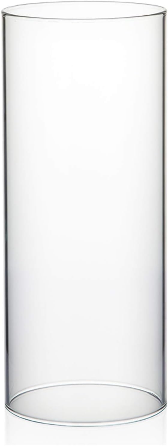WGVI Hurricane Candle Holder Sleeve, Wide 4", Height 8", Clear Glass Cylinder Candleholder, Chimney Tube, Open Ended Candle Shade, 1 Piece - Colors A