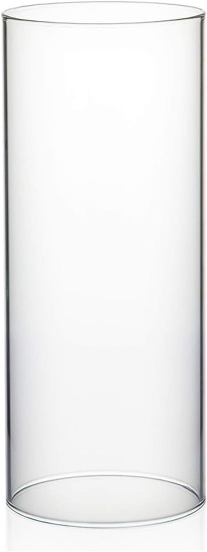 WGVI Hurricane Candle Holder Sleeve, Wide 4", Height 8", Clear Glass Cylinder Candleholder, Chimney Tube, Open Ended Candle Shade, 1 Piece - Colors A
