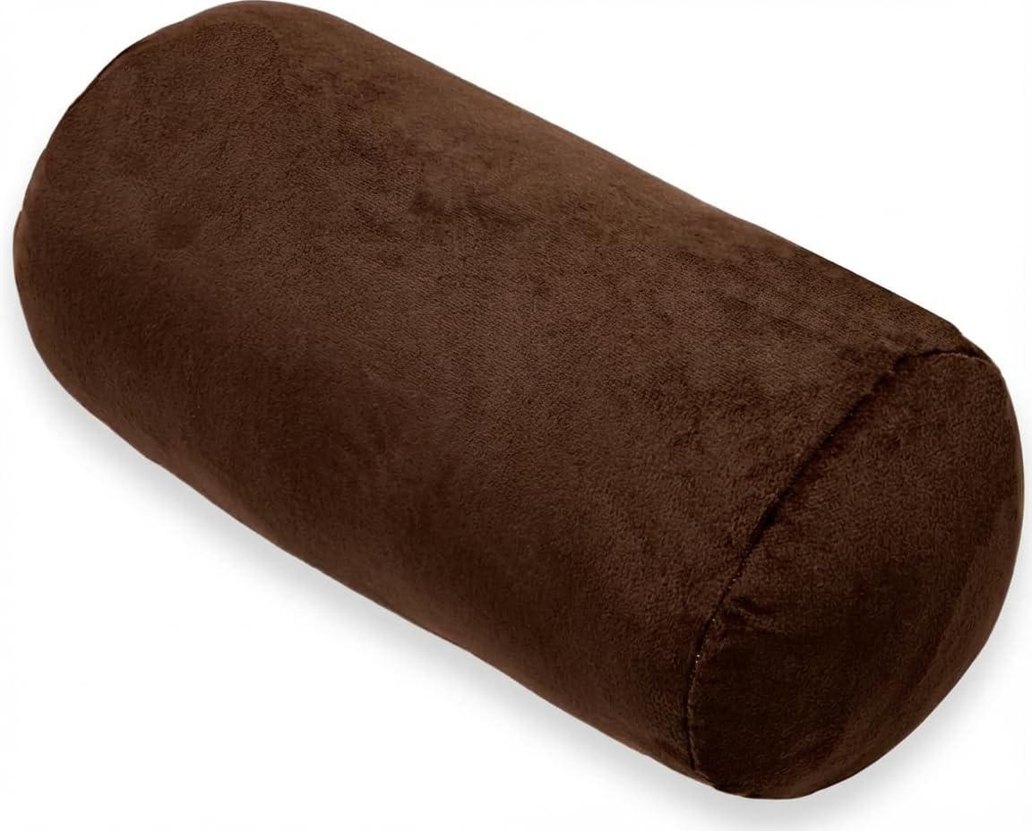 1 MIDDLE ONE Round Cylinder Bolster Pillow with Removable Velvet Cover, Tube Roll Cervical Pillow for Head, Neck, Back and Legs Support, 13" x 6", Grey