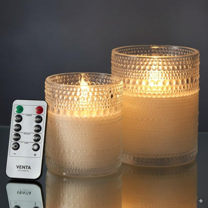 VENTA Set of 3 Warm Ivory Pillar Candles | Real Wax Battery Operated Candles with Flickering Flame | Timeless Year-Round Decor for Weddings, Mantels & Centerpieces