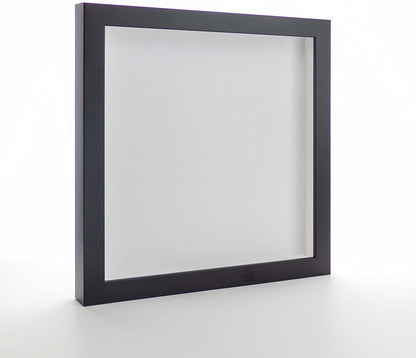 14x14 Shadow Box Black | 3/4" Depth of Usable Space | Solid Wood Pine | Includes UV Resistant Acrylic Plexiglass, Acid-Free Backing & Hanging Hardware | Made to Order in USA - Colors C