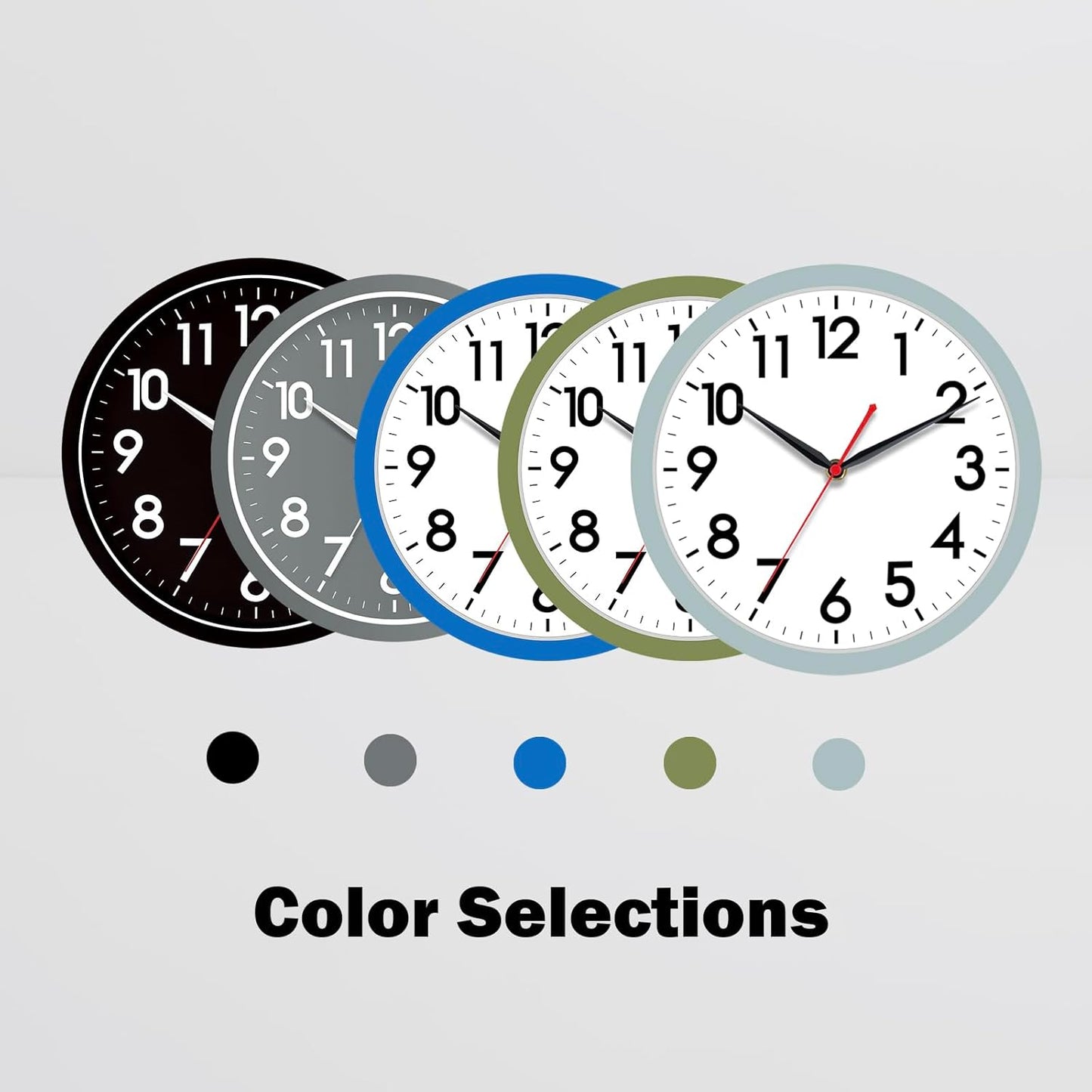 AKCISOT Wall Clock, Modern Small Wall Clocks Battery Operated 8 Inch, Silent Non-Ticking Analog Classic for Office, Home, Bathroom, Kitchen, Bedroom, School(Black)