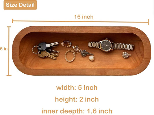 16“ Long Wood Dough Bowl 16 x 5 x 2in Hand Carved Wooden Dough Bowls for Decor Wood Dough Bowls Decorative Wooden Dough Fruits Bowl for Table Centerpiece Lightweight