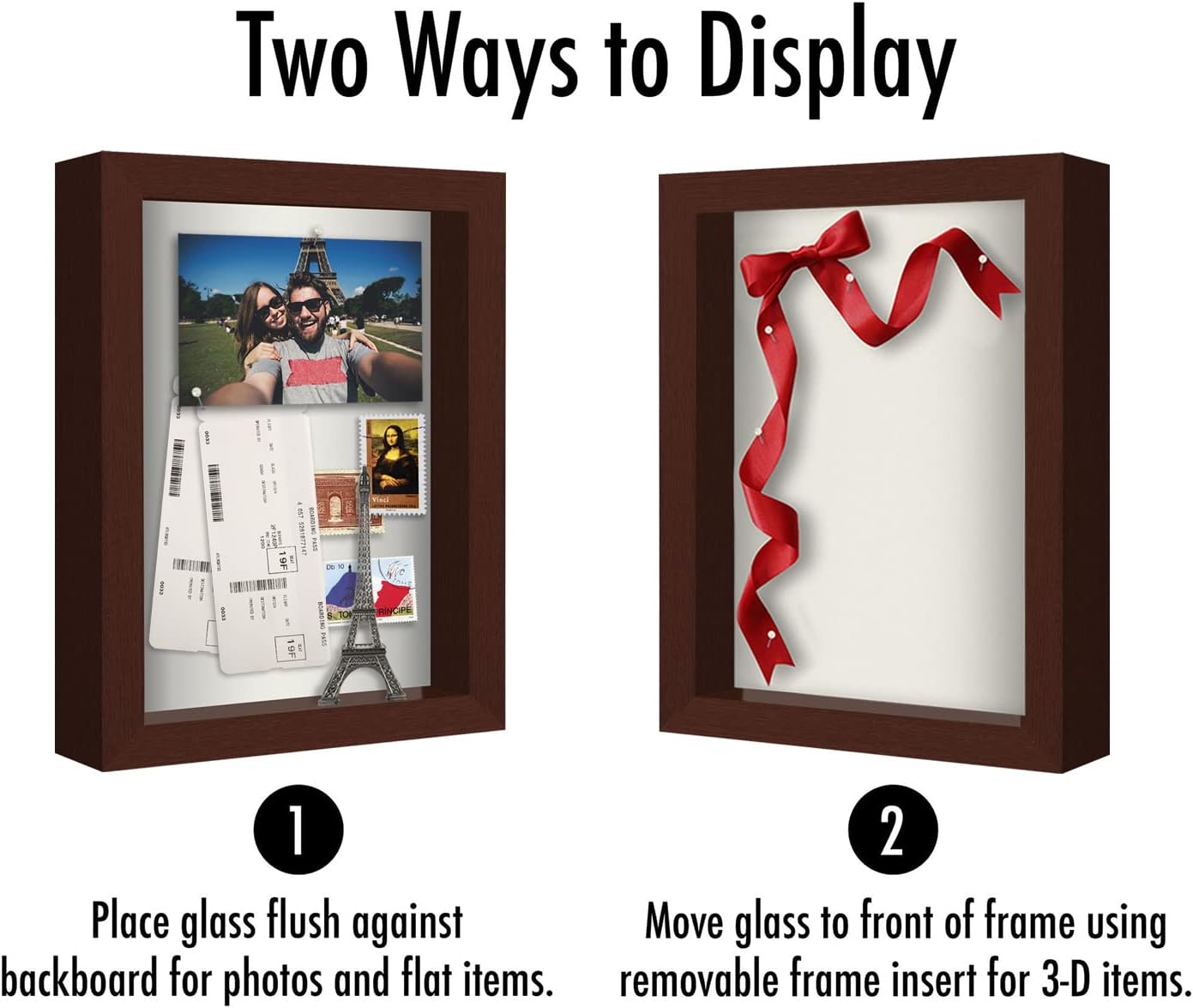 Americanflat Front Opening 11x14 Shadow Box Frame with Shatter-Resistant Glass - Silhouette Collection - Shadow Box Display Case for Tabletop and Wall Display - Black