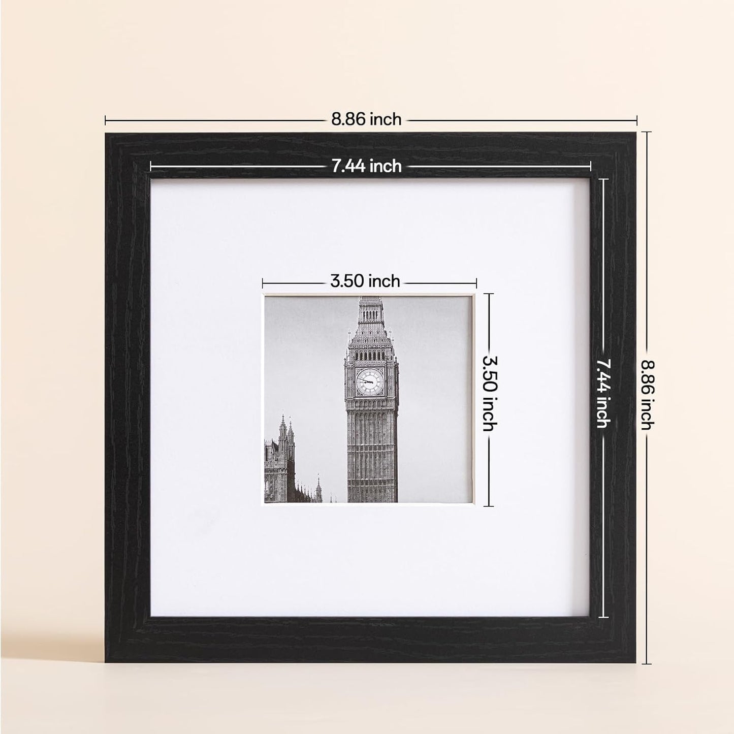eletecpro 12x12 Picture Frames Set of 9 with Clear Acrylic Cover, Display 8x8 Photos with Mat or 12x12 Without, Classic and Sturdy Square Collage Gallery Wall Decor, Easy Wall Mount, Black