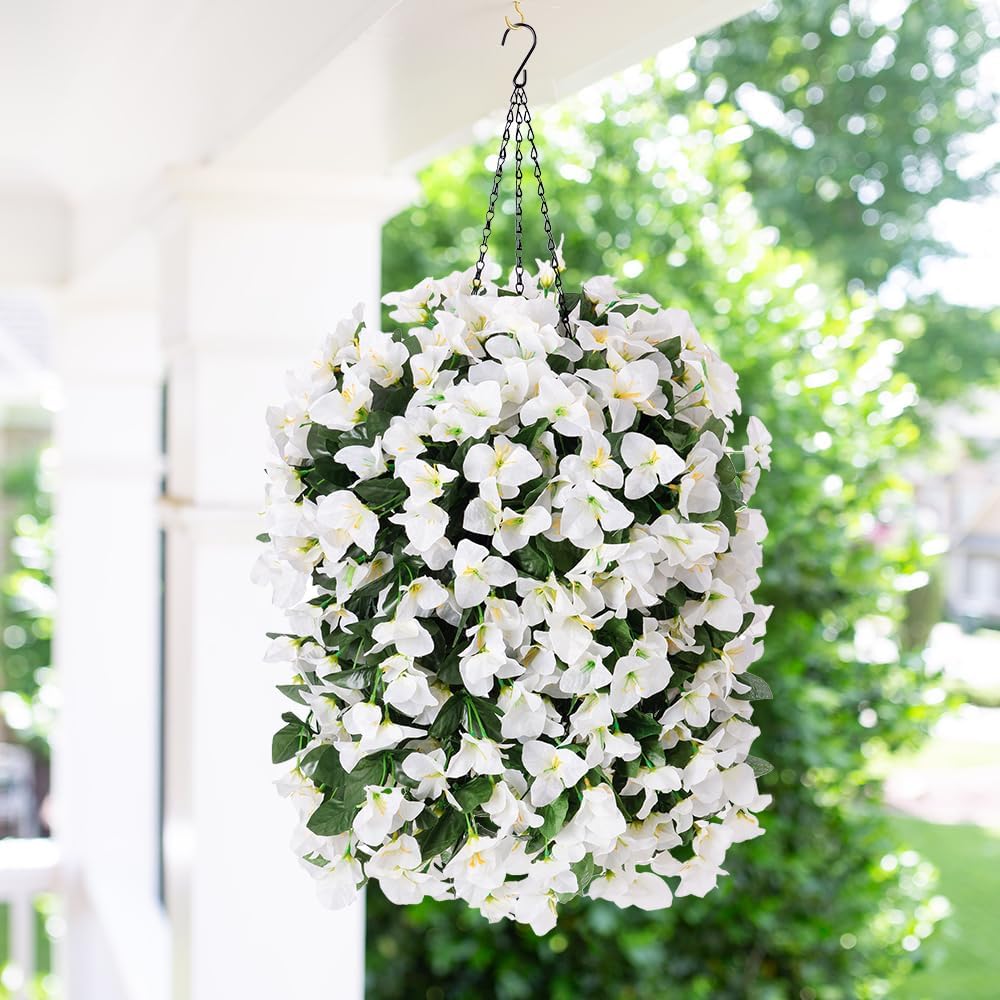 Faux Bougainvillea Artificial Flowers Plants for Outdoor Outside Decoration, 2 PCS Red Fake Flowers UV Resistant Look Real Silk Long Trailing Vines for Front Door Porch Planter Urn Patio Garden Yard