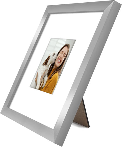 Americanflat 8x10 Picture Frame with Shatter-Resistant Glass - Use as 5x7 Frame with Mat or Display 8x10 Photo Without Mat - Signature Collection - Picture Frames for Tabletop and Wall Display - Black