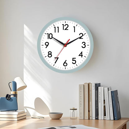 AKCISOT Wall Clock, Modern Small Wall Clocks Battery Operated 8 Inch, Silent Non-Ticking Analog Classic for Office, Home, Bathroom, Kitchen, Bedroom, School(Black)