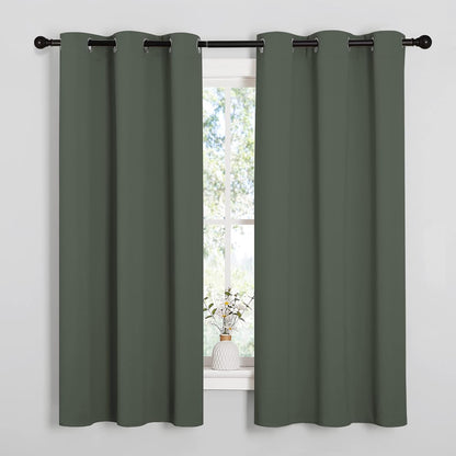 NICETOWN Halloween Pitch Black Solid Thermal Insulated Grommet Blackout Curtains/Drapes for Bedroom Window (2 Panels, 42 inches Wide by 63 inches Long, Black) - Colors C