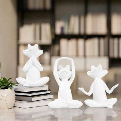 Suoedd Gold Frog Figurines Yoga Decor 3.7In Set of 3 –Frog Yoga Statues for Modern Living Room Desk Table Home Office Bookshelf Shelves Sculptures Decor,Gifts for Mom Women