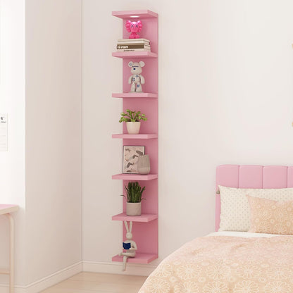 LitaEther Versatile 7 Tier Wall Shelf Unit,White Lack Wall Shelf,Display Floating Shelf with LED Remote Control Light