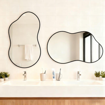 Itrue 12 Inch Small Round Decorative Wall Mirror, HD Silver-Coated Glass with Brushed Black Metal Frame, Minimalist Modern Accent Mirror for Vanity, Narrow Walls, Bathroom, Bedroom & Entryway