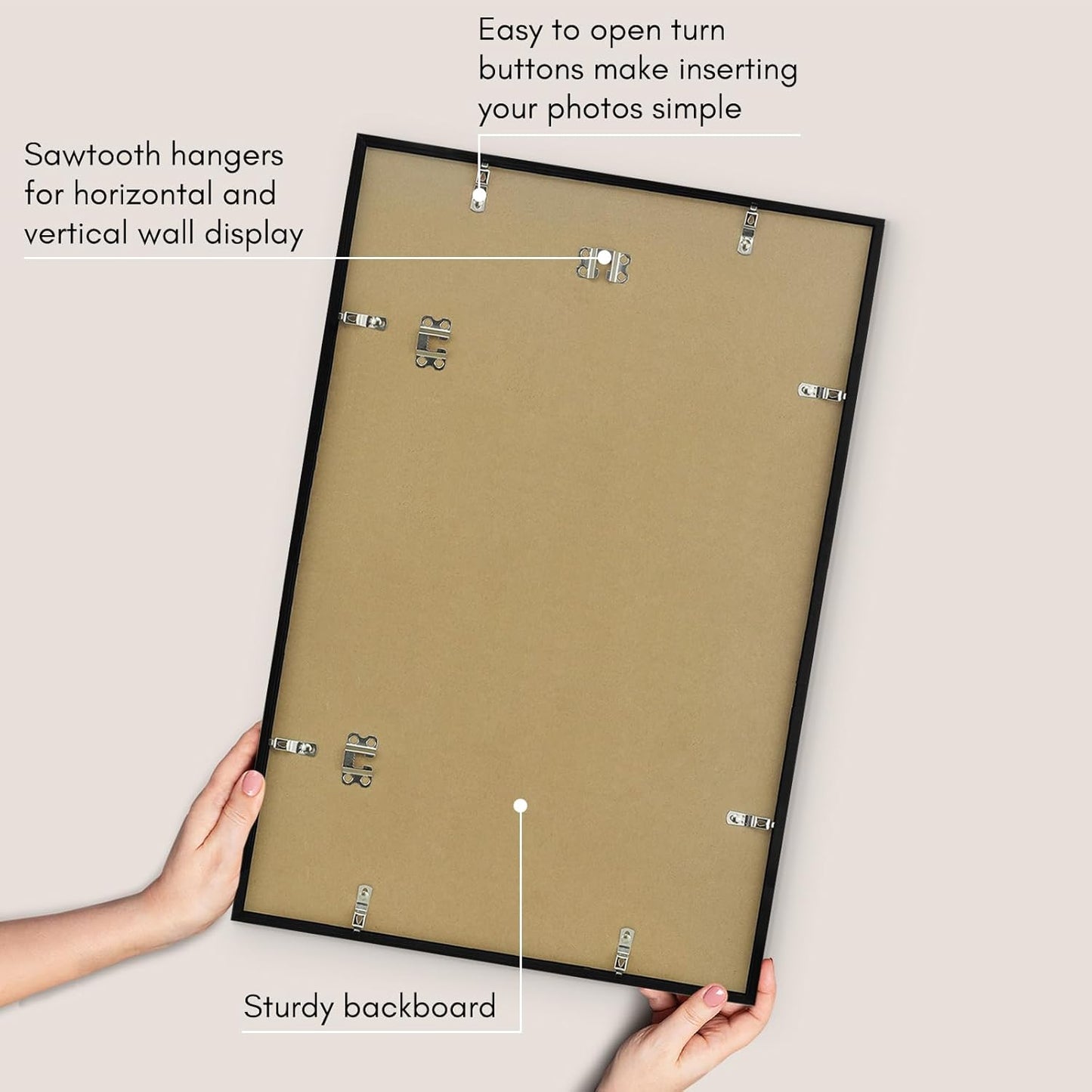Americanflat 24x36 Poster Frame with Polished Plexiglass - Streamline Collection - Thin Border Picture Frame for Wall Display - Hanging Hardware Included - Black - Colors C