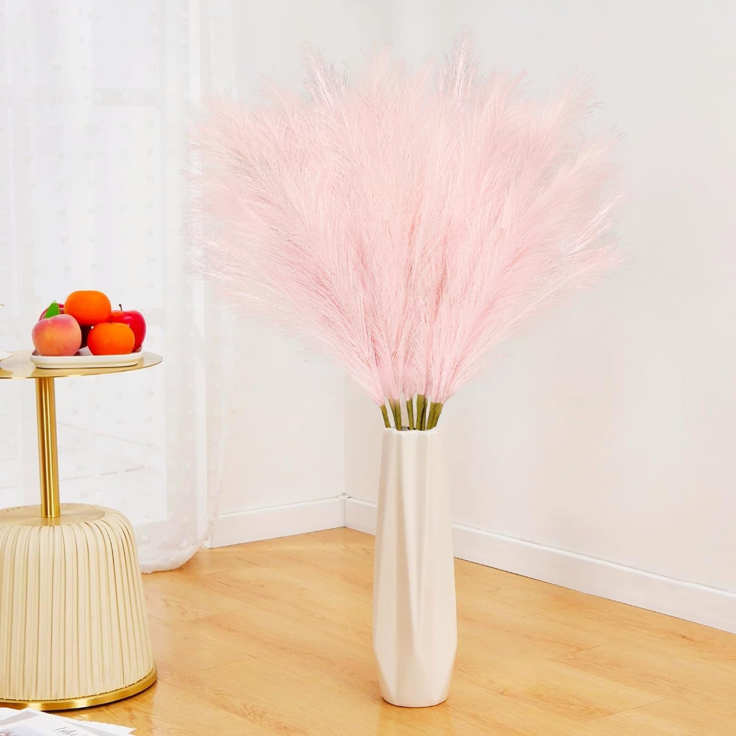 obbsie 50pcs Pink Faux Pampas Grass Decor, 21.6" Short Artificial Floral Branches Vase Filler Flower Arrangement for Home Wedding Boho Outdoor Decor