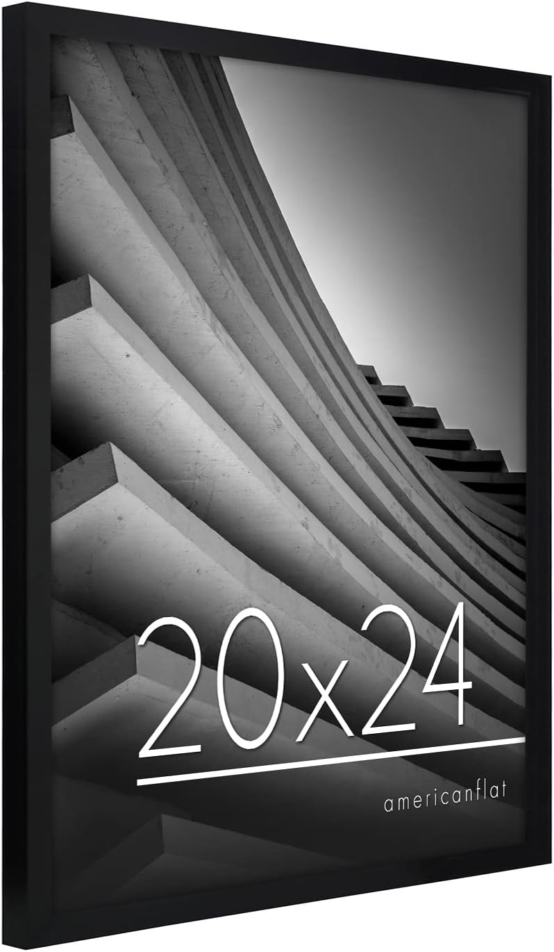 Americanflat 24x36 Poster Frame with Polished Plexiglass - Streamline Collection - Thin Border Picture Frame for Wall Display - Hanging Hardware Included - Black - Colors A
