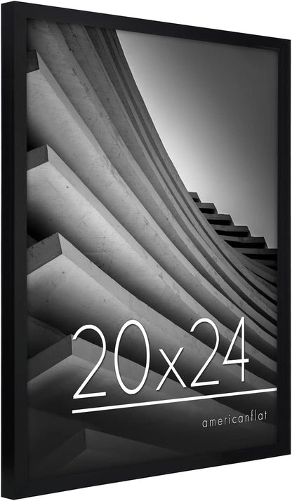 Americanflat 24x36 Poster Frame with Polished Plexiglass - Streamline Collection - Thin Border Picture Frame for Wall Display - Hanging Hardware Included - Black - Colors A