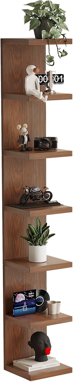 LitaEther Versatile 7 Tier Wall Shelf Unit,White Lack Wall Shelf,Display Floating Shelf with LED Remote Control Light