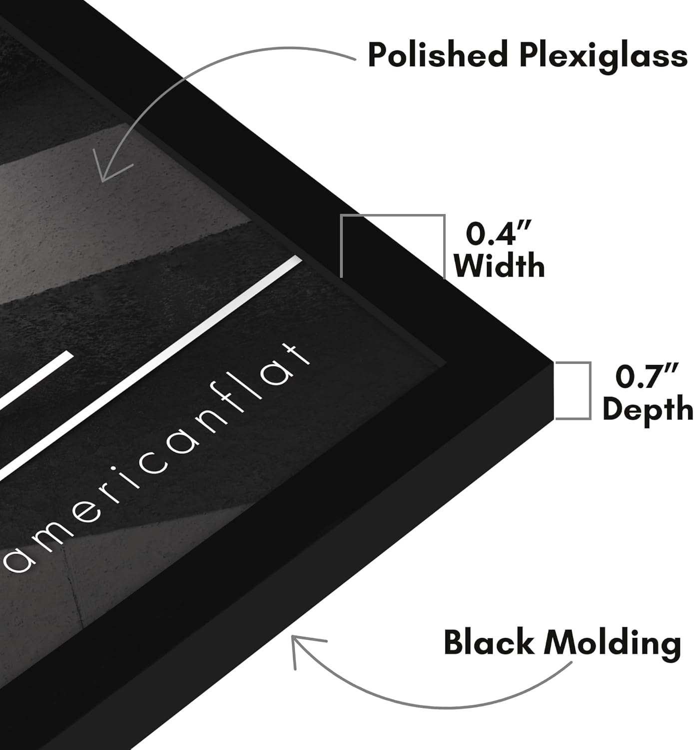 Americanflat 24x36 Poster Frame with Polished Plexiglass - Streamline Collection - Thin Border Picture Frame for Wall Display - Hanging Hardware Included - Black - Colors B