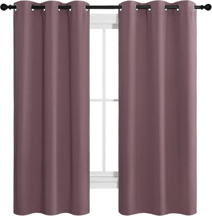 NICETOWN Halloween Pitch Black Solid Thermal Insulated Grommet Blackout Curtains/Drapes for Bedroom Window (2 Panels, 42 inches Wide by 63 inches Long, Black) - Colors E