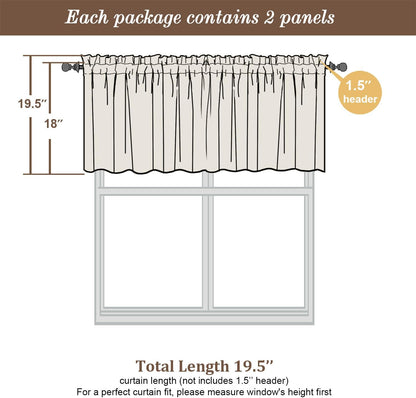 Chyhomenyc Sheer White Valances for Windows 2 Pack, Small Window Curtains for Living Room Bathroom Cafe Laundry Basement, Modern Top Dual Rod Pocket Voile Curtain, 42W x 14L inches, White - Colors B