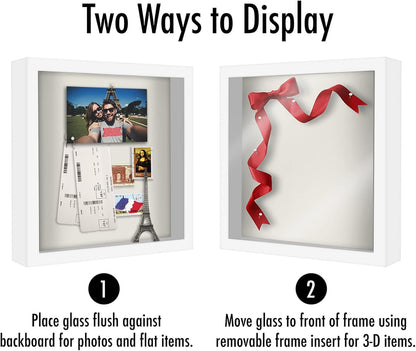 Americanflat 12x16 Shadow Box Frame with Polished Plexiglass - Silhouette Collection - Large Shadow Box Display Case for Tabletop and Wall Display - Black with Soft Felt Back