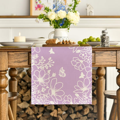 Artoid Mode Pink Bloom Flowers Butterfly Spring Table Runner, Seasonal Holiday Kitchen Dining Table Decoration for Home Party Indoor 13x72 Inch