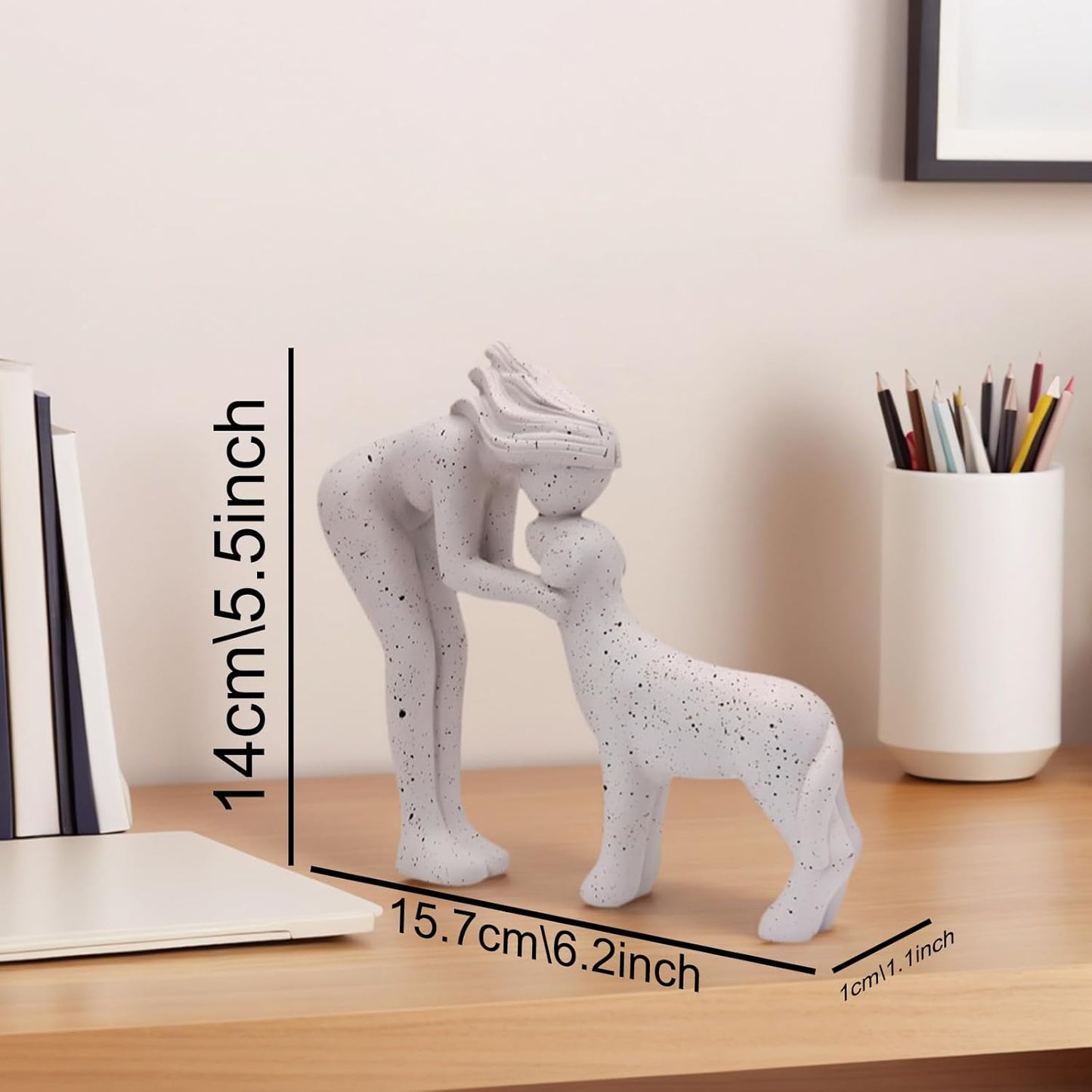 Modern Dog Sculpture - Home Decor Statue for Shelf, Desk & Living Room, Pet Memorial Gift for Dog Lovers, Minimalist Figurine Accent