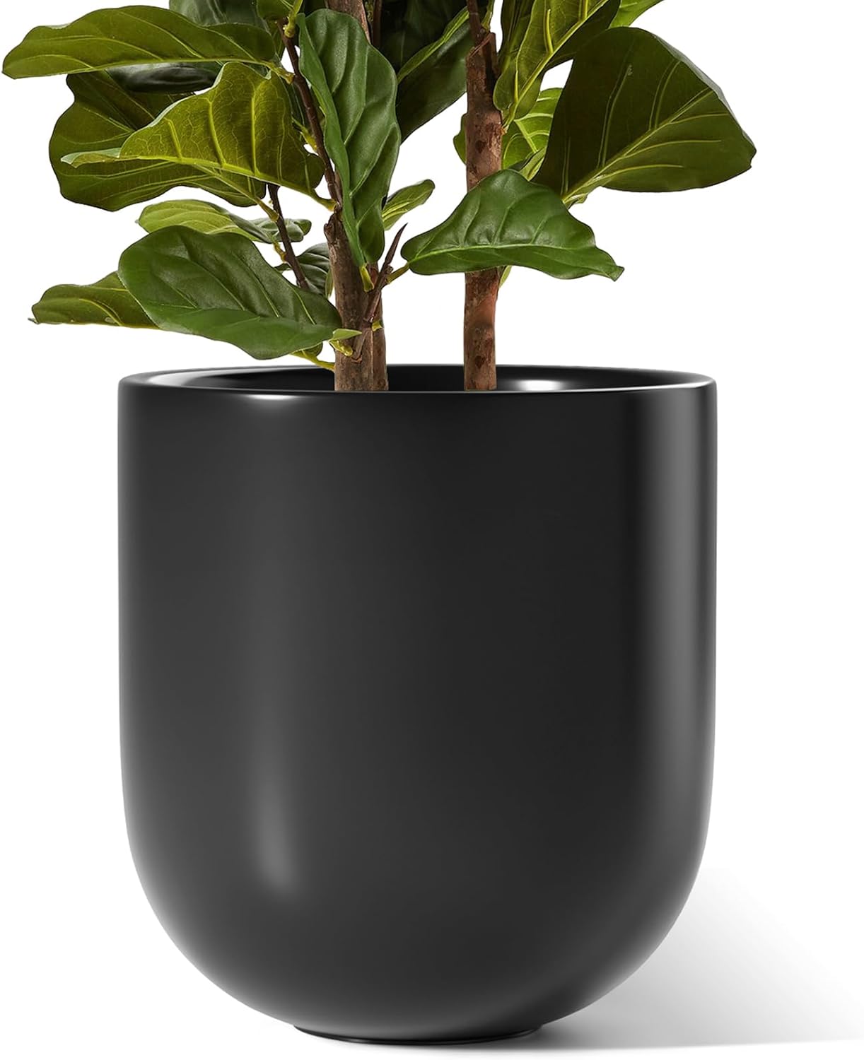 LE TAUCI 12 Inch Pots for Plants, Ceramic Large Planters for Indoor Plants, Indoor Plant Pots for Home Garden Patio Office, Planter Pots with Drainage Hole and Rubber Plug, Neutral Gray