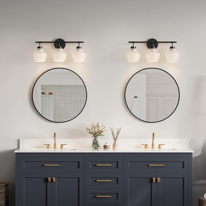 USHOWER Bathroom Mirrors for Over Sink, 36 Inch Circle Mirror with Metal Frame, Black Wall Mirror for Vanity, Entryway, Living Room, Hallway and Bedroom Decor