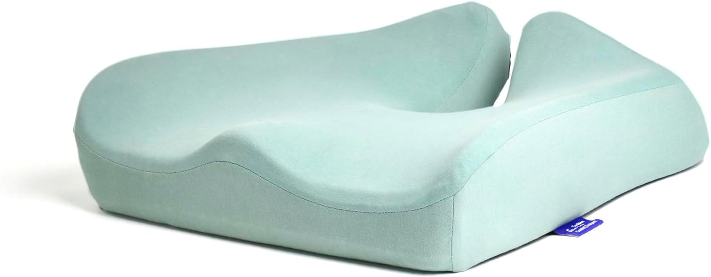 C CUSHION LAB Patented Pressure Relief Seat Cushion for Long Sitting Hours on Office/Home Chair, Car, Wheelchair - Extra-Dense Memory Foam for Hip, Tailbone, Coccyx, Sciatica - Light Grey