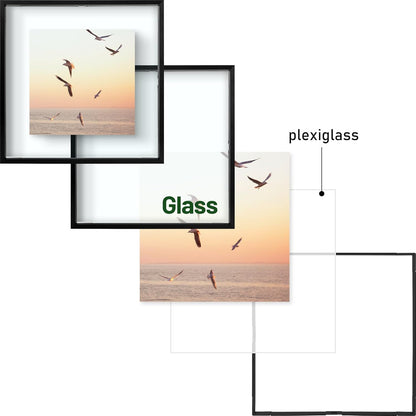 Frametory, Floating Picture Frame 12x16 - Black Aluminum Metal Photo Frame - Real Glass of Front - for Wall Mount Display