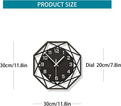 Modern Wall Clocks for Living Room Decor 12in Black Wall Clock Silent Non-Ticking Quartz Battery Operated for Office Kitchen Bedroom Bathroom Minimalist Small Clock Decoration Easy to Read