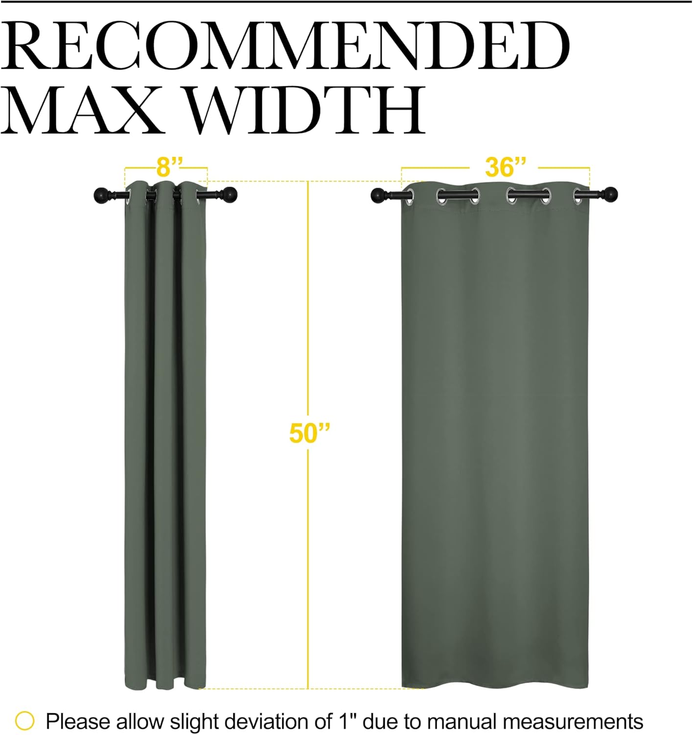 NICETOWN Halloween Pitch Black Solid Thermal Insulated Grommet Blackout Curtains/Drapes for Bedroom Window (2 Panels, 42 inches Wide by 63 inches Long, Black) - Colors C