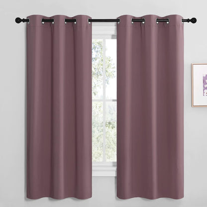 NICETOWN Halloween Pitch Black Solid Thermal Insulated Grommet Blackout Curtains/Drapes for Bedroom Window (2 Panels, 42 inches Wide by 63 inches Long, Black) - Colors E