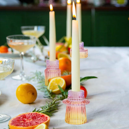 Vixdonos Taper Glass Candlestick Holders Tealight Candle Holders for Table Centerpieces, Wedding Decor and Dinner Party (6 Pcs, Green)