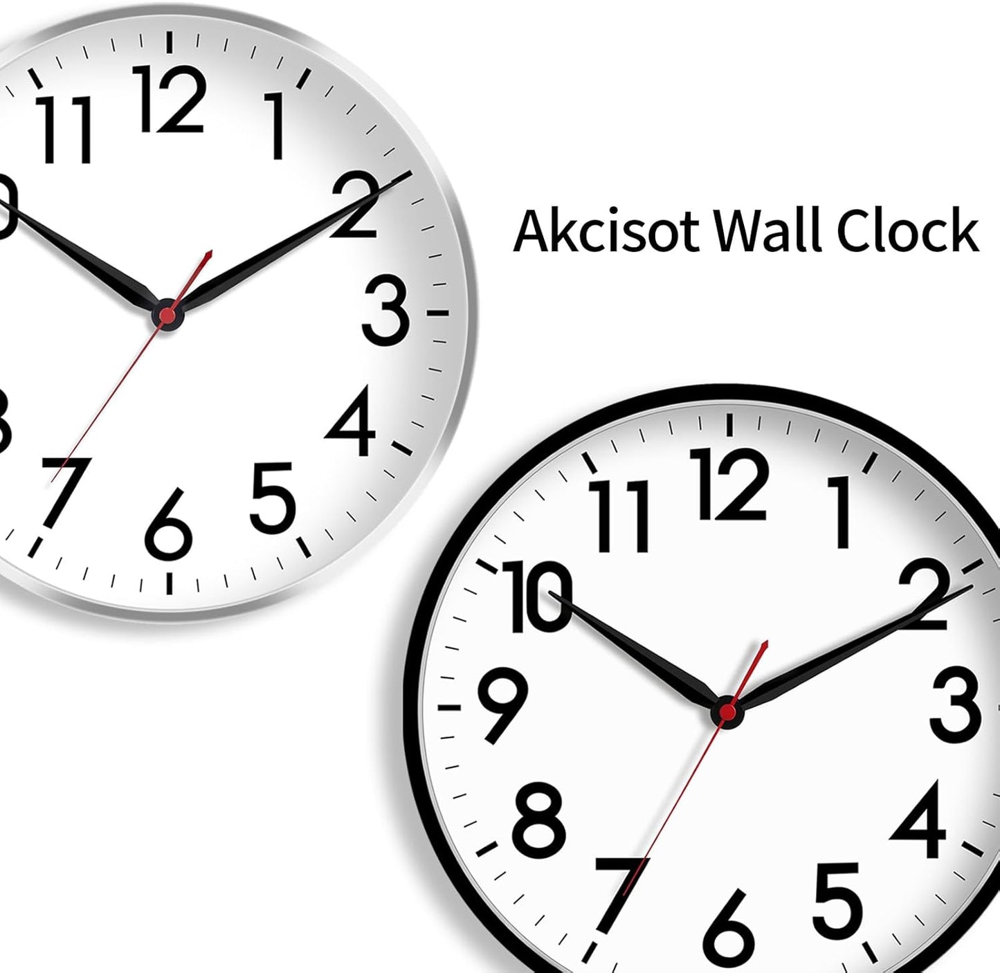 AKCISOT Wall Clock, Modern Small Wall Clocks Battery Operated 8 Inch, Silent Non-Ticking Analog Classic for Office, Home, Bathroom, Kitchen, Bedroom, School(Black)