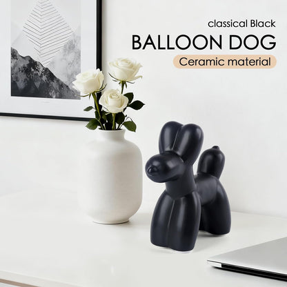 Notakia Cute Ceramics Balloon Dog Statue Crafts Gold Living Room Desktop Decorations,Handmade Modern Small Ceramic Animal Statue Ornament Gold Home Decor Accents