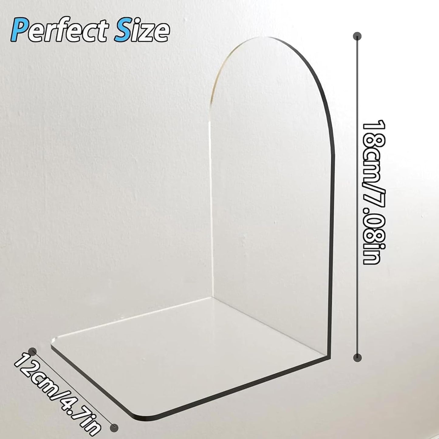 MerryNine Clear Book Ends 2pcs, Acrylic Bookends for Shelves, Non-Slip Bookend Decorative for Heavy Duty Book, Books Holder Stopper for Kids, Bookshelf Dividers Books Organizer for Office Home School